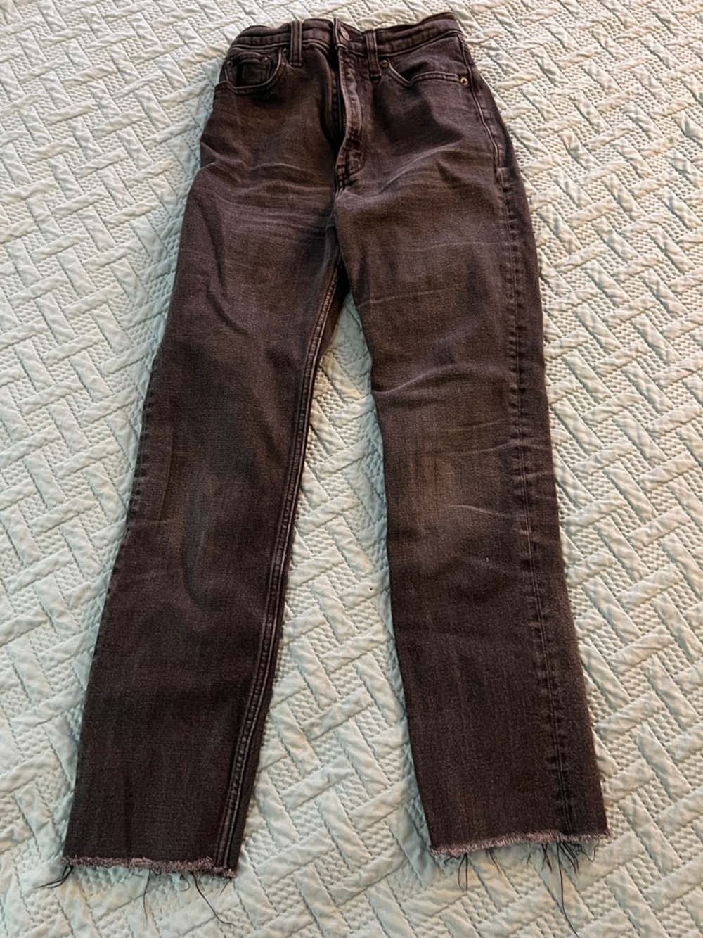 Abercrombie ultra high rise Raw Hem Straight Leg Jeans